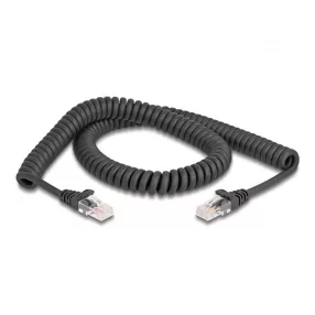   Delock RJ45 tekercselt kábel apa - apa Cat.5e 2 m, fekete (DL-87993)