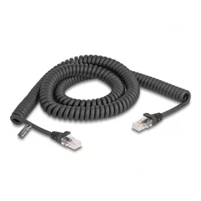   Delock RJ45 tekercselt kábel apa - apa Cat.5e 3 m, fekete (DL-87994)