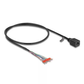   Delock Kábel RJ45 anya   szabad végű kábelátvezetők Cat.5e 50 cm hosszú, fekete (DL-88005)