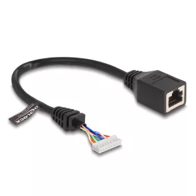   Delock Kábel RJ45 anya   tűfej anya 2,00 mm 8 tűs 23 cm Cat.5e, fekete (DL-88006)