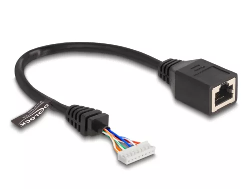 Delock Kábel RJ45 anya   tűfej anya 2,00 mm 8 tűs 23 cm Cat.5e, fekete (DL-88006)
