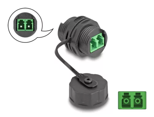 Delock Optikai kábel csatlakozó LC Duplex anya - LC Duplex anya védő kupakkal vízhatlan (DL-88033)