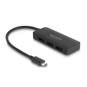   Delock Elosztó USB Type-C  csatlakozóval (DP alternatív mód támogatás)   3 db. DisplayPort MST 4K 60 Hz (DL-88041)