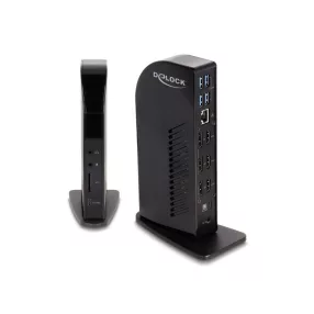   Delock USB Type-C  hármas elrendezésű dokkoló állomás DisplayLink  4K / USB Hub / LAN / SD / Audio / PD 96 W szolgáltatásokkal (DL-88051)