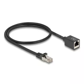   Delock Hálózat bővítő kábel RJ45 apa - RJ45 anya Cat.6A S/FTP 0,5 m fekete (DL-88052)