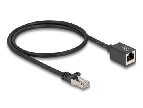 Delock Hálózat bővítő kábel RJ45 apa - RJ45 anya Cat.6A S/FTP 0,5 m fekete