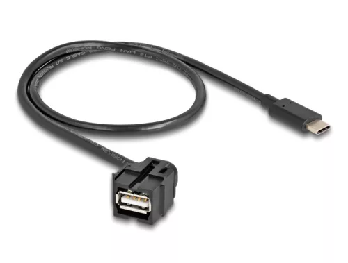 Delock Keystone modul, USB 2.0 A-anya > USB Type-C  apa 250 , kábellel 0,5 m (DL-88056)