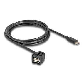   Delock Keystone modul, USB 2.0 A-anya > USB Type-C  apa 250 , kábellel 1,5 m (DL-88057)
