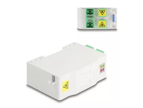 Delock Optikai szál csatlakoztató doboz DIN sínhez csatlakozó tartállyal és 4 x SC Simplex coupler-rel (DL-88097)