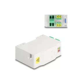   Delock Optikai szál csatlakoztató doboz DIN sínhez csatlakozó tartállyal és 4 xLC Duplex coupler-rel (DL-88098)