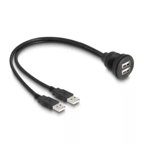   Delock USB 2.0 kábel 2 x USB A-típusú apa végződéssel, valamint egy 2 x USB A-típusú anya beépített végződéssel 1 m, fekete (DL-88104)