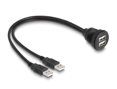 Delock USB 2.0 kábel 2 x USB A-típusú apa végződéssel, valamint egy 2 x USB A-típusú anya beépített végződéssel 1 m, fekete
