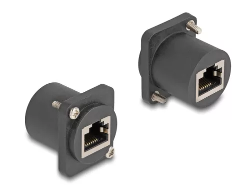 Delock D-típusú Modul RJ45 anya   anya csavarokkal fekete (DL-88106)