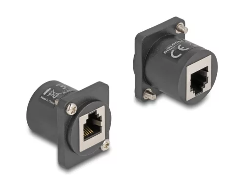 Delock D-típusú Modul RJ12 anya   anya csavarokkal fekete (DL-88107)