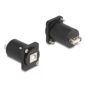   Delock D-típusú Modul USB 2.0 B-típusú hüvely - A-típusú hüvely csavarokkal fekete (DL-88110)