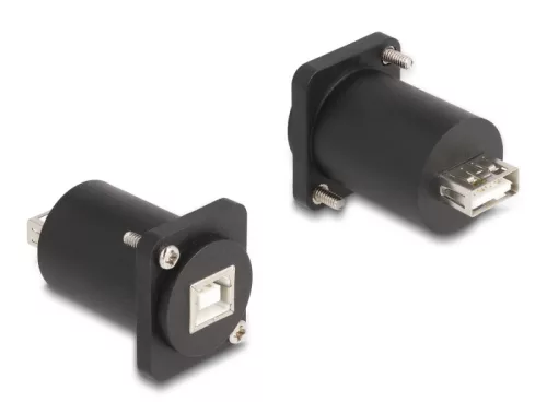 Delock D-típusú Modul USB 2.0 B-típusú hüvely - A-típusú hüvely csavarokkal fekete (DL-88110)