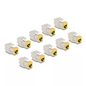  Delock Keystone Modul RJ45 anya - LSA Cat.6A eszközmentes sárga 10 db-os szett (DL-88111)