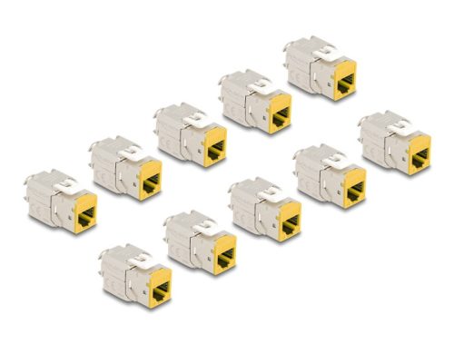 Delock Keystone Modul RJ45 anya - LSA Cat.6A eszközmentes sárga 10 db-os szett
