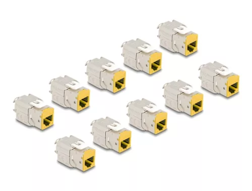 Delock Keystone Modul RJ45 anya - LSA Cat.6A eszközmentes sárga 10 db-os szett (DL-88111)