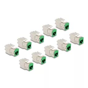   Delock Keystone Modul RJ45 anya - LSA Cat.6A eszközmentes zöld 10 db-os szett (DL-88116)