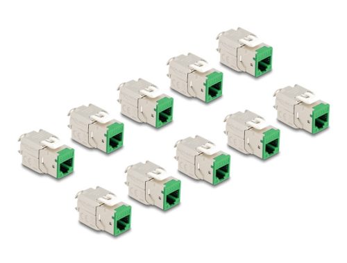 Delock Keystone Modul RJ45 anya - LSA Cat.6A eszközmentes zöld 10 db-os szett