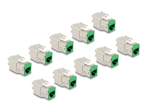 Delock Keystone Modul RJ45 anya - LSA Cat.6A eszközmentes zöld 10 db-os szett (DL-88116)