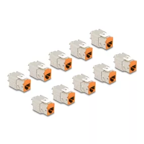   Delock Keystone Modul RJ45 anya - LSA Cat.6A eszközmentes narancssárga 10 db-os szett (DL-88117)