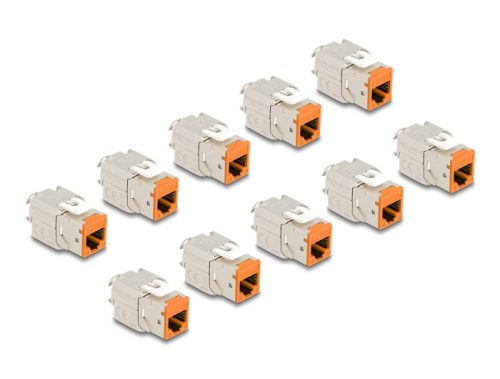 Delock Keystone Modul RJ45 anya - LSA Cat.6A eszközmentes narancssárga 10 db-os szett