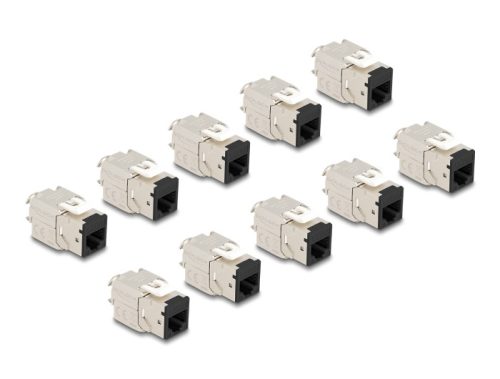 Delock Keystone Modul RJ45 anya - LSA Cat.6A eszközmentes fekete 10 db-os szett