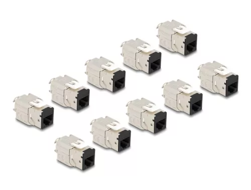 Delock Keystone Modul RJ45 anya - LSA Cat.6A eszközmentes fekete 10 db-os szett (DL-88118)