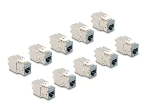 Delock Keystone Modul RJ45 anya - LSA Cat.6A eszközmentes szürke 10 db-os szett (DL-88120)