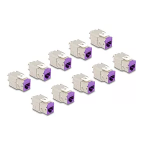   Delock Keystone Modul RJ45 anya - LSA Cat.6A eszközmentes ibolya 10 db-os szett (DL-88121)