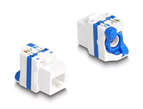 Delock Keystone Modul RJ45 anya - LSA Cat.6A eszköz nélkül beszerelhető, valamint rendelkezik kék elcsavarható zárral (DL-88130)