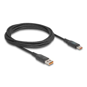   Delock USB 2.0 gyorstöltő kábel USB Type-C  + USB A-típusú apa - USB Type-C  apa PD 3.1 140 W tápjelzővel, 1,20 m (DL-88137)
