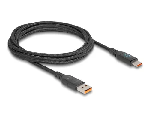 Delock USB 2.0 gyorstöltő kábel USB Type-C  + USB A-típusú apa - USB Type-C  apa PD 3.1 140 W tápjelzővel, 1,20 m (DL-88137)