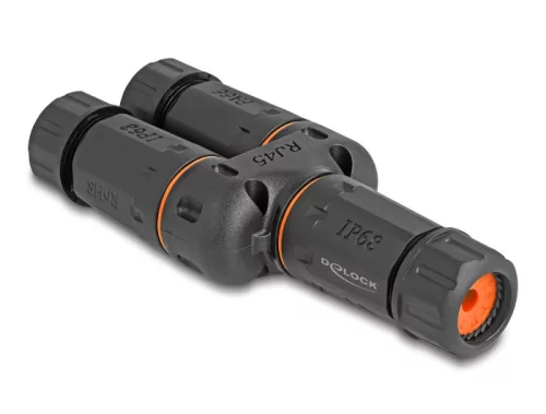 Delock Kábel csatlakozó Y-Adapter RJ45 anya - 2 x RJ45 anya Cat.6 IP68 por és vízhatlan védelem, kültéri használatra (DL-88143)
