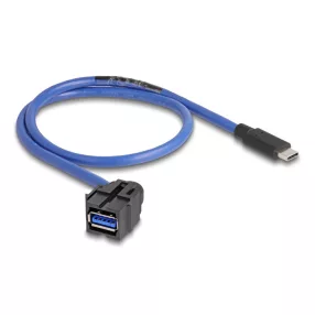   Delock Keystone modul, USB 5 Gbps A-csatlakozóhüvely   USB Type-C  típusú apa, kábellel 0,5 m (DL-88156)
