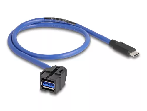 Delock Keystone modul, USB 5 Gbps A-csatlakozóhüvely   USB Type-C  típusú apa, kábellel 0,5 m (DL-88156)