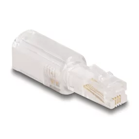   Delock Telefon kábel csavarodás mentes adapterrel RJ10 apa - RJ10 anya áttetsző / fehér (DL-88169)