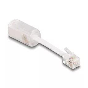   Delock Telefon kábel RJ10 apa - RJ10 anya csatlakozó kábellel 30 mm hosszú áttetsző / fehér (DL-88170)