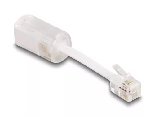 Delock Telefon kábel RJ10 apa - RJ10 anya csatlakozó kábellel 30 mm hosszú áttetsző / fehér (DL-88170)