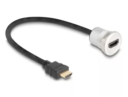 Delock HDMI beépített anya 8K 60 Hz kábelcsatlakozóval 30 cm, alumínium (DL-88180)