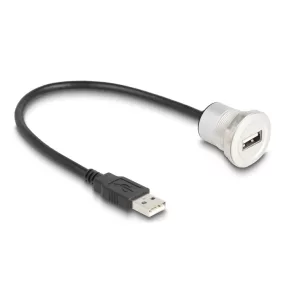   Delock USB 2.0 A-típusúbeépített anya kábelcsatlakozóval 30 cm, alumínium (DL-88181)