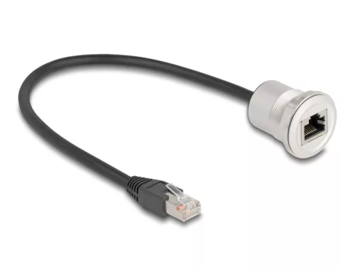 Delock RJ45 beépített anya kábelcsatlakozóval Cat.5e STP 30 cm, alumínium (DL-88187)