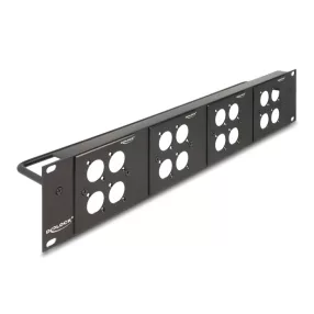   Delock D-típusú 19  Patch Panel 4 D-típusú lemezzel 86 x 86 mm méretű és 4 port 2U fekete (DL-88195)