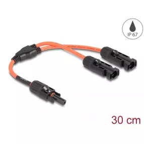   Delock DL4 napelem elosztó kábel 1 x anya és 2 x duga 30 cm piros (DL-88223)