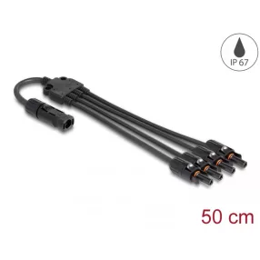   Delock DL4 szolár elosztó kábel 1 x dugó-4 x anya 50 cm fekete (DL-88226)