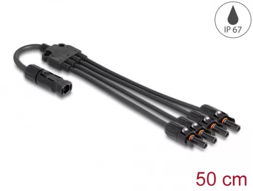 Delock DL4 szolár elosztó kábel 1 x dugó-4 x anya 50 cm fekete (DL-88226)