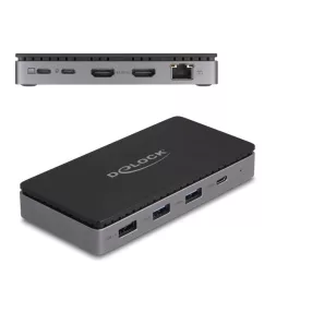   Delock USB Type-C  dokkolóállomás 4K - hoz kettős HDMI MST / USB / Gibabit LAN / PD 3.0 85 W (DL-88271)