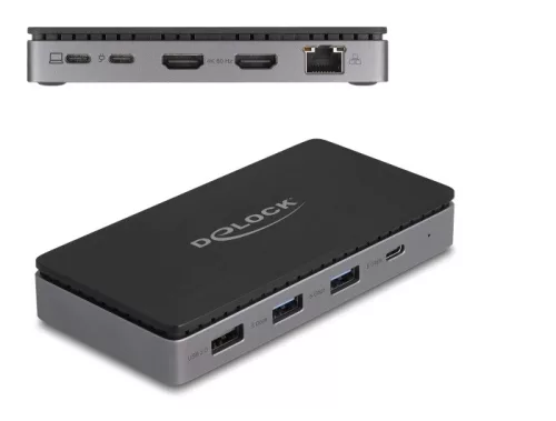 Delock USB Type-C  dokkolóállomás 4K - hoz kettős HDMI MST / USB / Gibabit LAN / PD 3.0 85 W (DL-88271)